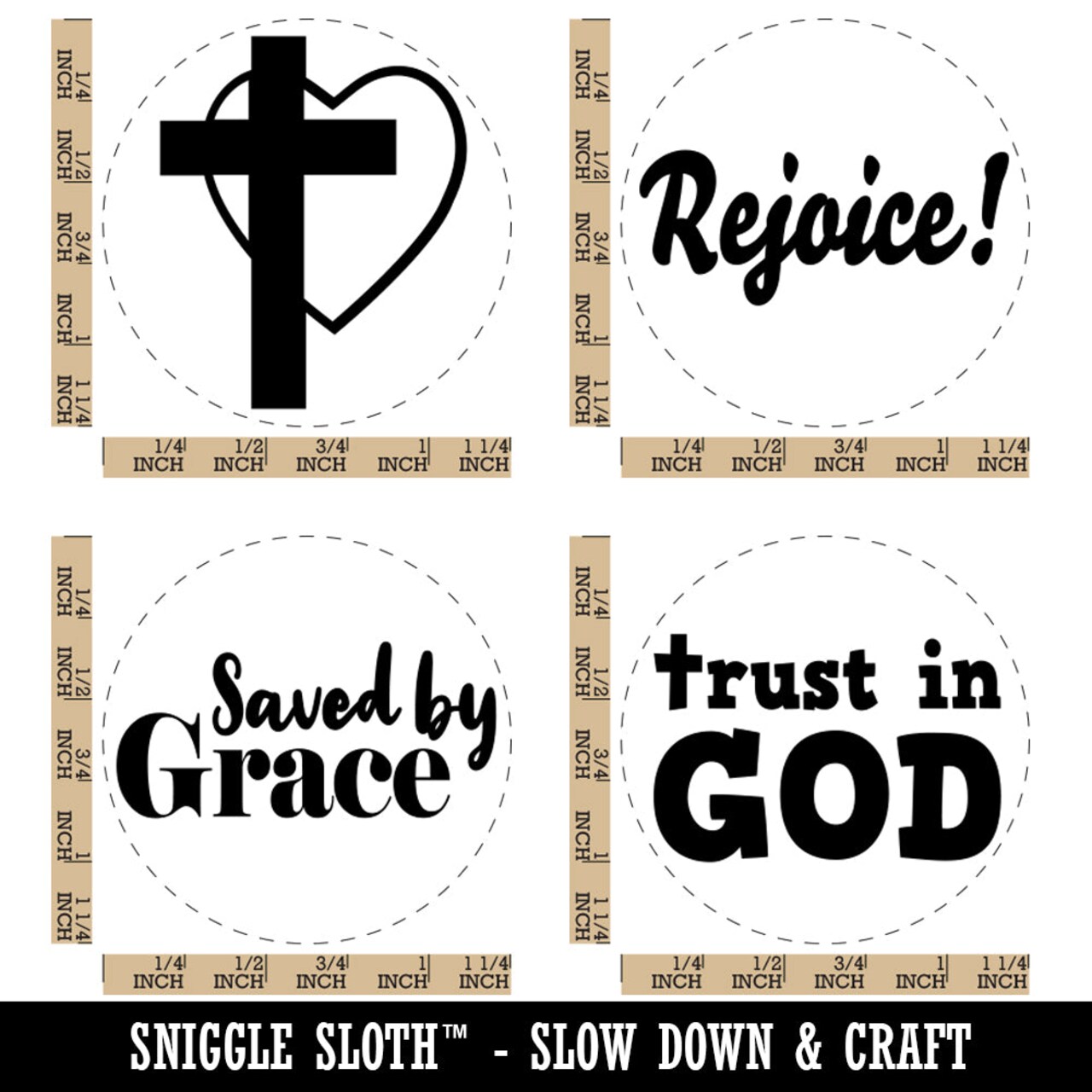 Christian Religious Inspirational Saved Rejoice Trust God Rubber Stamp Set for Stamping Crafting Planners